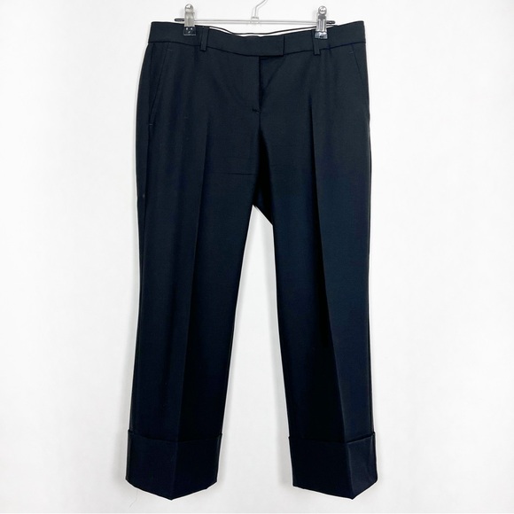 Theory Pants - Theory Women’s Classic Black Cuffed Cropped Trouser Pants‎ Size 6 Mid-Rise